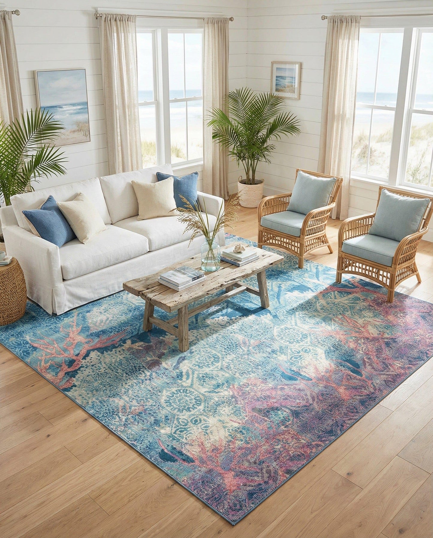 Rugs.com - Outdoor Coastal Rug – 12 Ft Square Multi Indoor/Outdoor Rug Washable Stain-Resistant for Patios and Decks