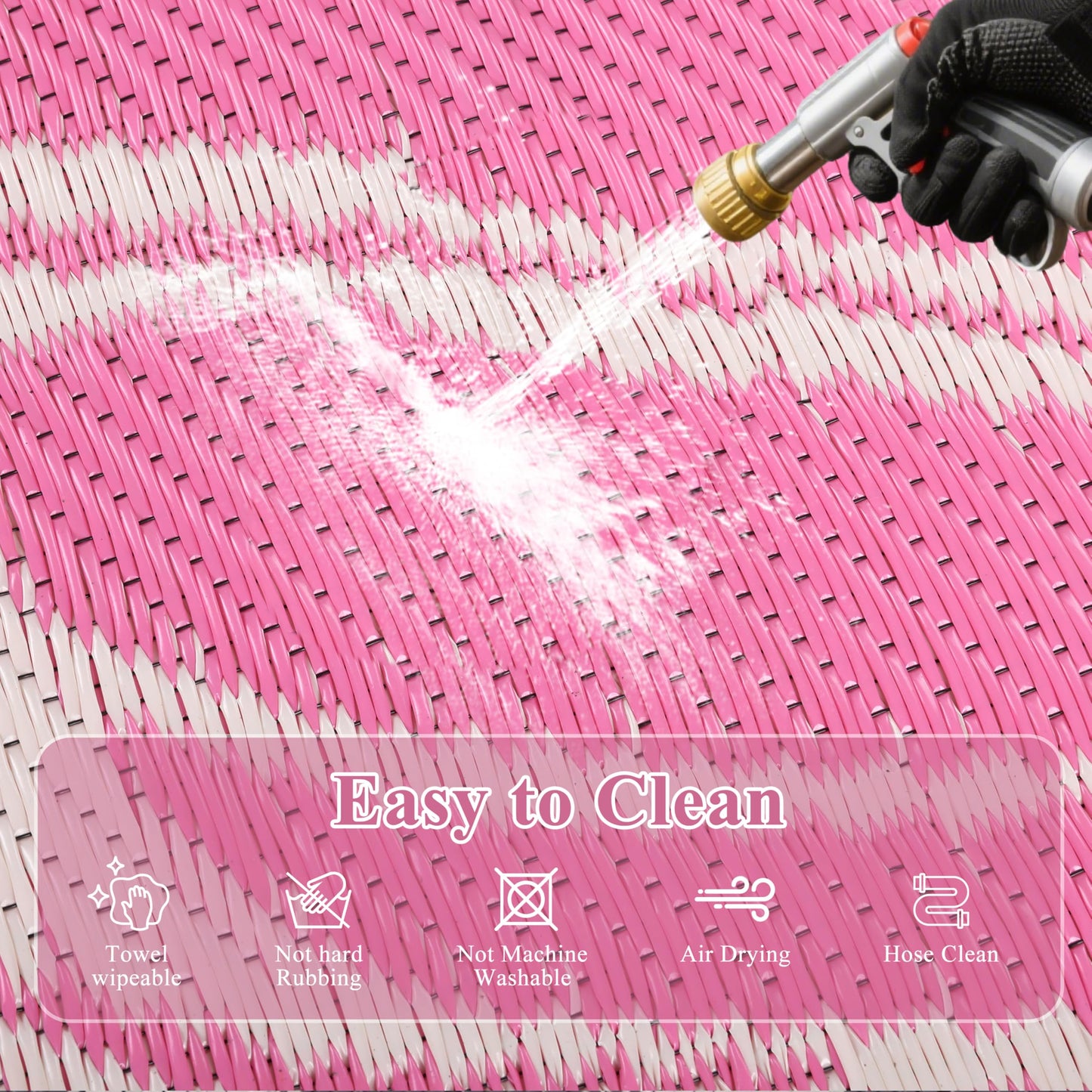 Ileading Outdoor Patio Rug, Pink Floral Reversible Outdoor Rug, Waterproof Plastic Straw Mat, Portable Outside Deck Area Rug, Camping RV Carpet for Porch Balcony (5×8 ft)