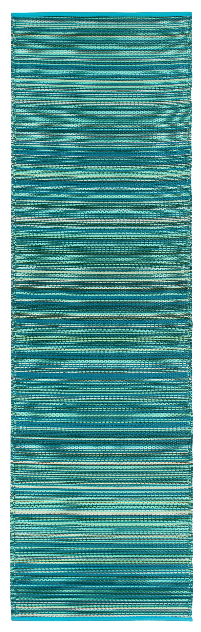 Rugshop Contemporary Stripe Reversible Crease-Free Waterproof Premium Recycled Plastic Outdoor Rugs for Patio,Backyard,RV,Deck,Picnic,Trailer,Beach,Camping Rug 2' 7" X 8' Blue