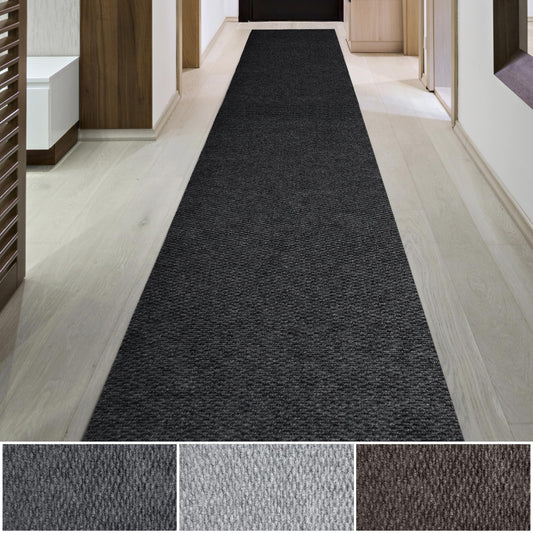 iCustomRug Entryway Mat, 3 x 14ft, Black, Indoor/Outdoor, Waterproof TPR Backing, Low-Profile All-Weather Utility Carpet