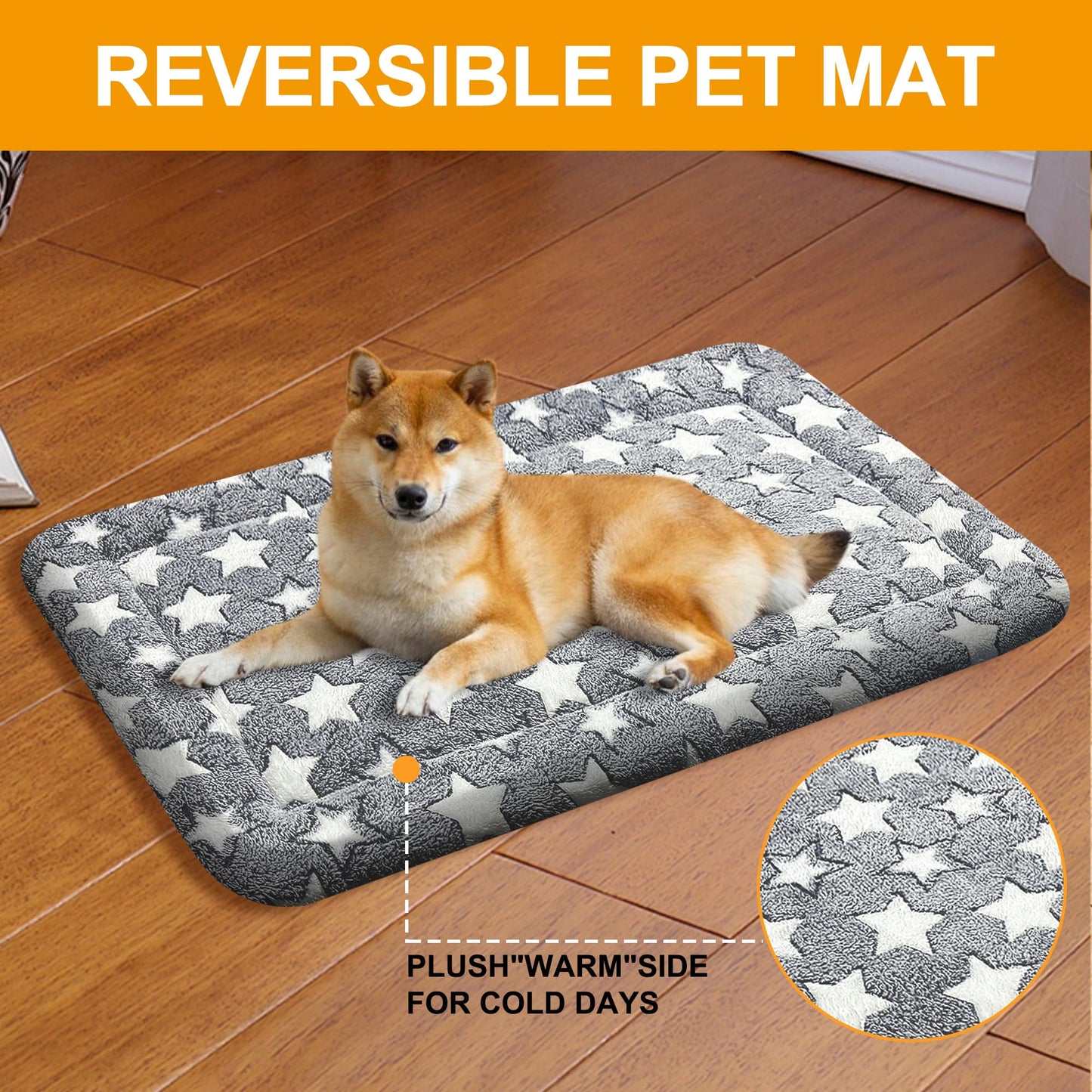 WITTOP Washable Dog Bed Plush Orthopedic Outdoor Crate Mat with Non-Slip Bottom,Luxe Soft Kennel Pad for Pets, Cozy Cage Cushion & Pet Sleeping Mattress Large Sized,Medium,Small Dogs,24 x 18 inch,Gray