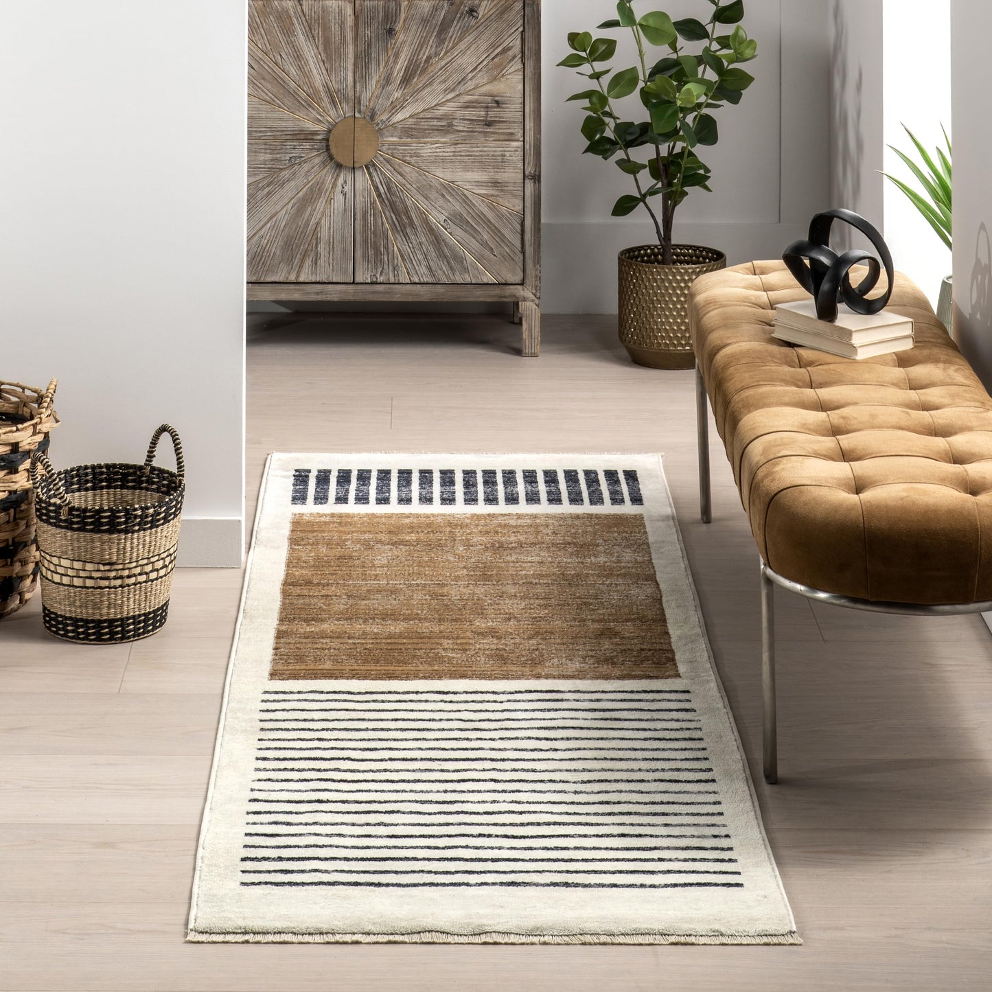 nuLOOM Fringed Performance Indoor Area Rug, Power Loomed, Easy Clean, Durable, Non-Shed, 2'8" x 8', Keeva Beige
