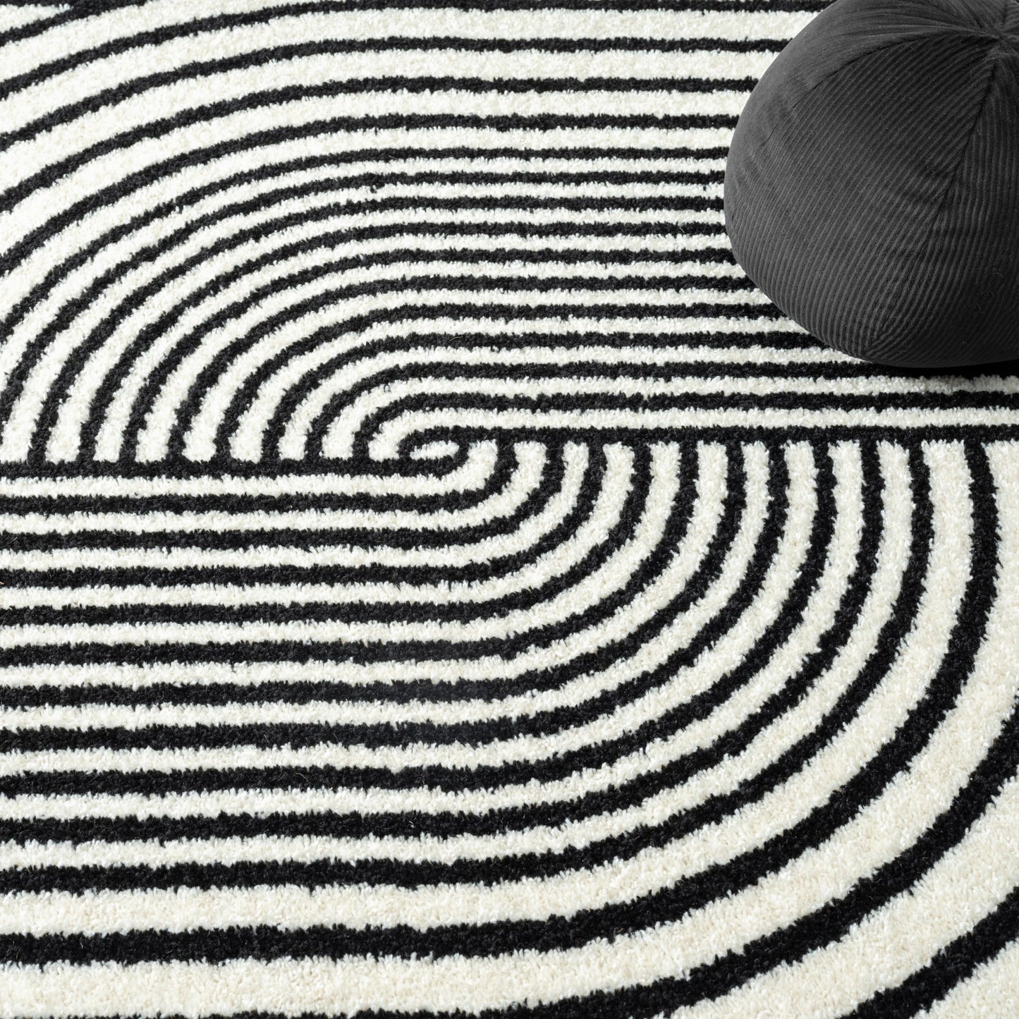 Abani Nuevo Collection Area Rug - Mid-Century Black & Ivory Arch Knot Design - 5' x 8' - for Living Room, Bedroom & Office