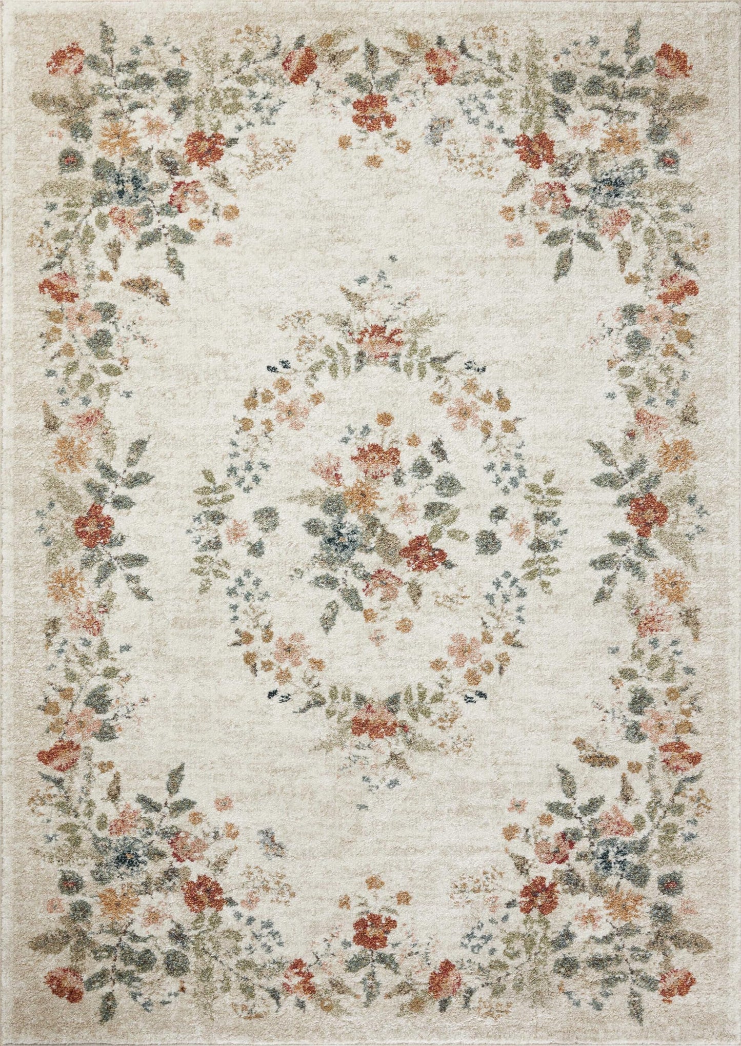 Loloi Rifle Paper Co. Laurel Collection LAU-01 Cream 6'-6" x 9'-2" Area Rug