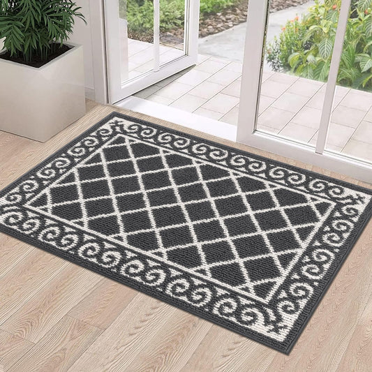 HEBE Indoor Door Mat 24"x36" Non Slip, Washable Welcome Mats for Front Door Entrance, Low Profile Dirt Trapper Doormat Entry Carpet for Entryway, Kitchen, Bathroom