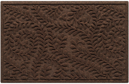 WaterHog Boxwood Front Door Mat Indoor Outdoor Entrance, Absorbent All-Weather Doormat with Non-Slip Rubber Backing, Dirt & Moisture Trapper, Low Profile & Easy Clean, Made in USA, 23"x36" Dark Brown
