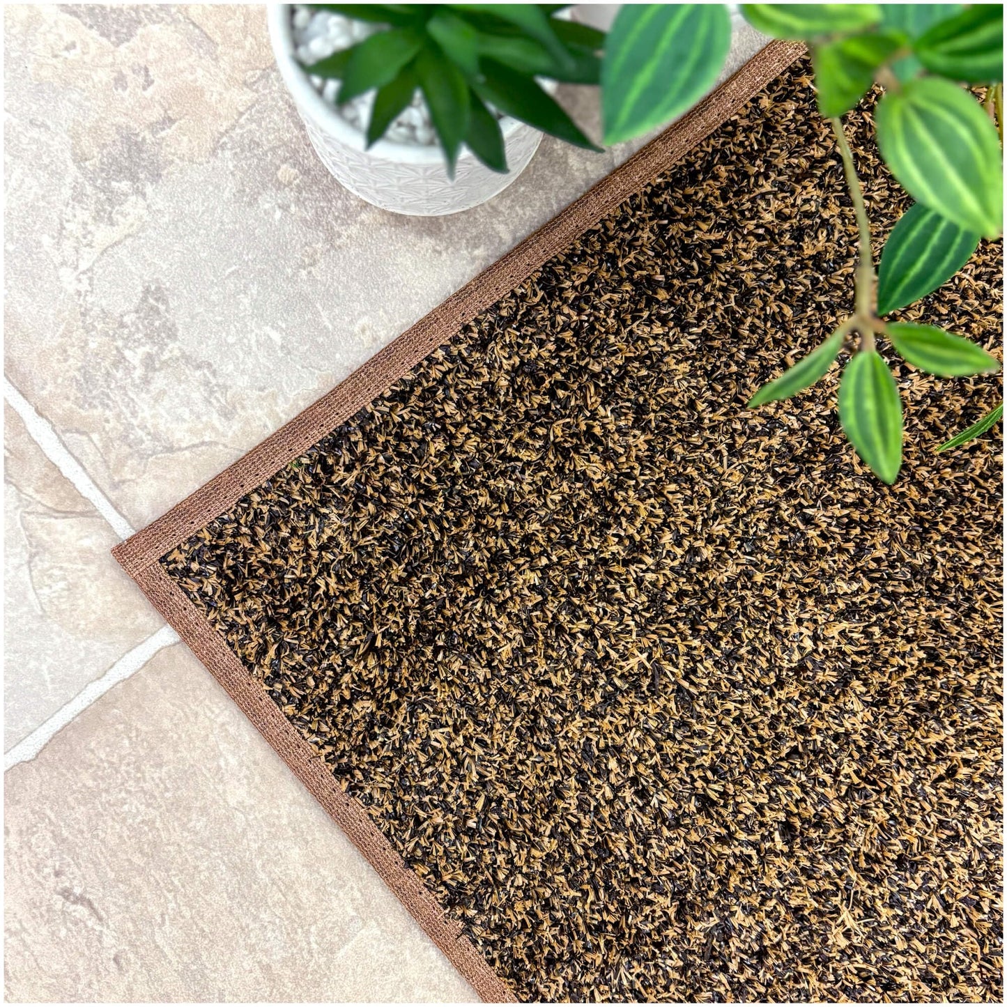 KOECKRITZ 6' x 7' Artificial Turf Indoor Outdoor Rug – Brown/Tan Synthetic Grass Carpet for Patio, Garden, Balcony & Landscape – Pet Friendly, Dog Grass, Lightweight