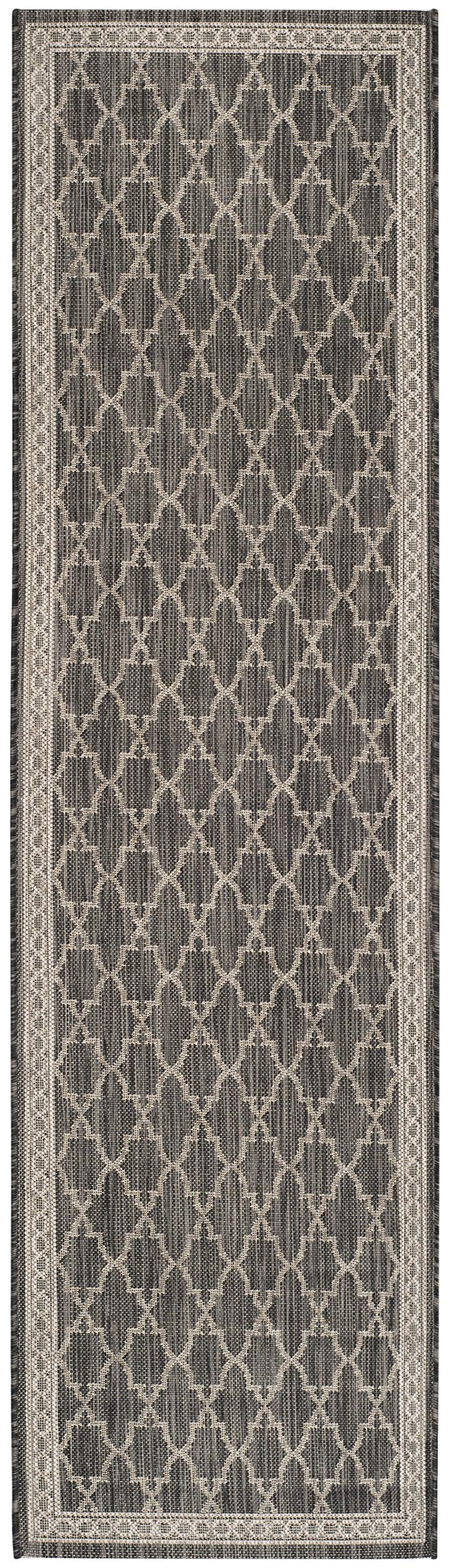 SAFAVIEH Courtyard Collection 27.6" x 96" Black/Beige CY8871 Indoor/ Outdoor Waterproof Easy Cleaning Patio Backyard Mudroom Runner Rug