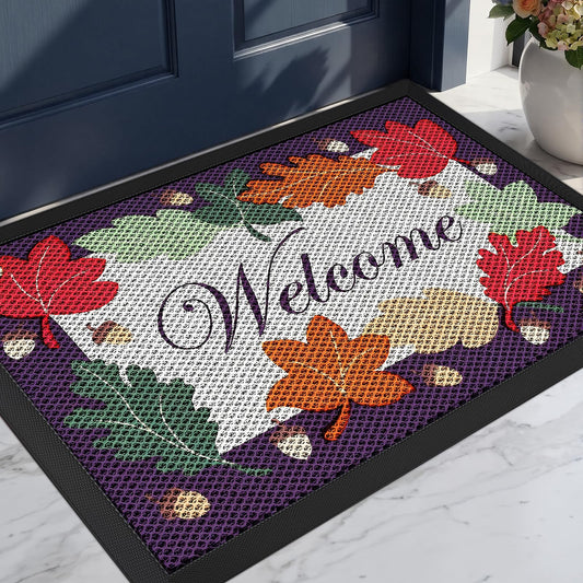 WELDUN Front Door Mat, Heavy Duty Non-Slip Rubber Dirt Trapper, Quick-Dry Low-Profile Washable Easy Clean, Welcome Mat for Indoor Outdoor Entryway Porch Patio Garage Mudroom 30"x17", Welcome
