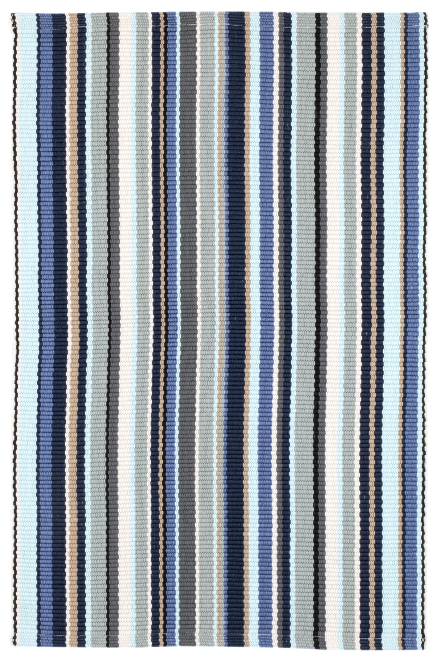 Dash & Albert Westbrook Stripe Blue Handwoven Indoor/Outdoor Rug, 2 X 3 Feet, Blue/Grey Stripe Pattern - Premium Luxury Hotel Quality Soft Breathable Hypoallergenic Machine Washable Easy Care All