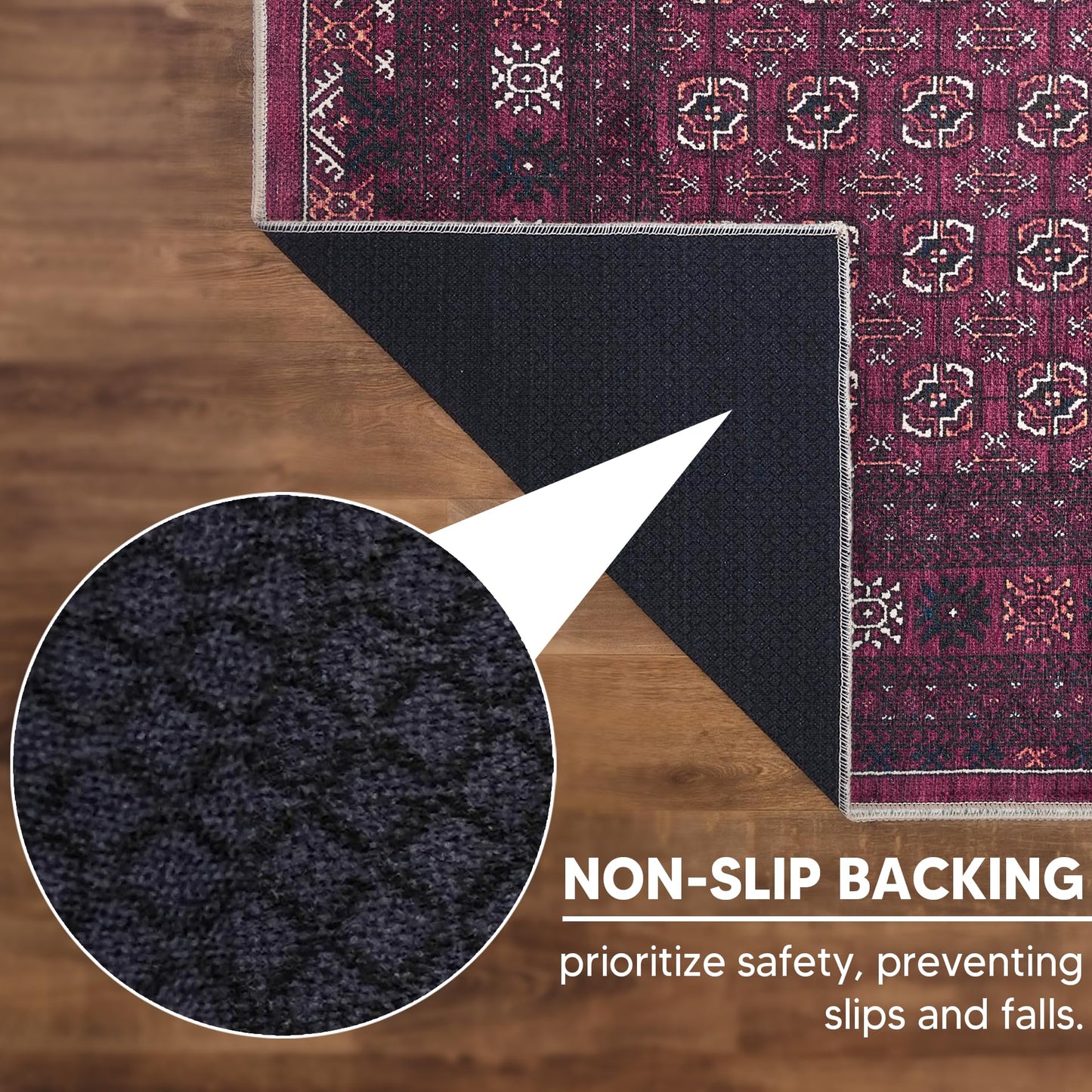 Keen Home Design 30"x84" Rug - Machine Washable Runner Rug with Non-Slip Backing, Ideal for Hallway, Entryway, Kitchen, Laundry Room - Vintage, Easy Clean, Durable, Low Pile Rug - (2'6" x 7')