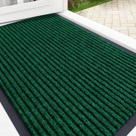 OLANLY Front Door Mat Indoor Outdoor Entrance, Waterproof Heavy Duty Doormat, Fade Resistant, Low Profile, Easy Clean Patio Porch Welcome Floor Mats for Entry, 35x23, Green