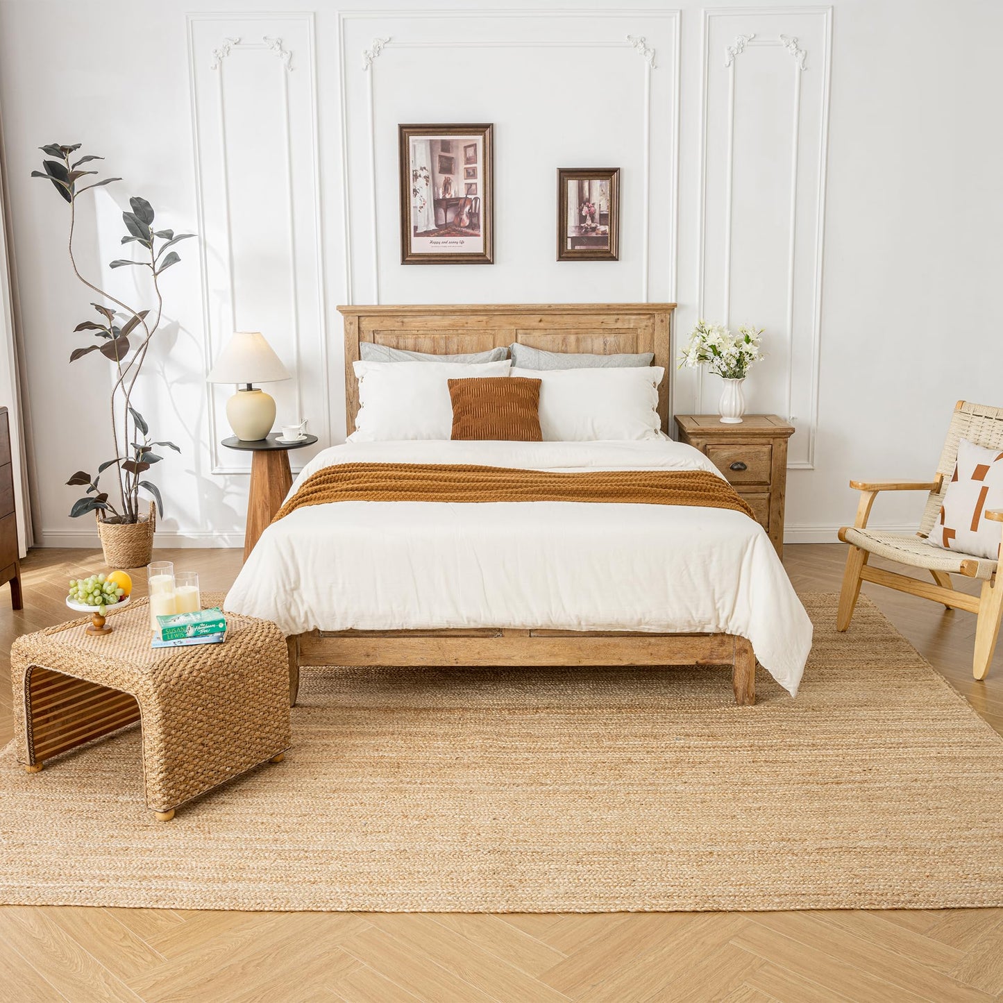 Shatex 3x5ft Natural Jute Rug, Handcrafted Braided Burlap Rug for Bedroom & Living Room, 100% Jute Fiber, Natural Color