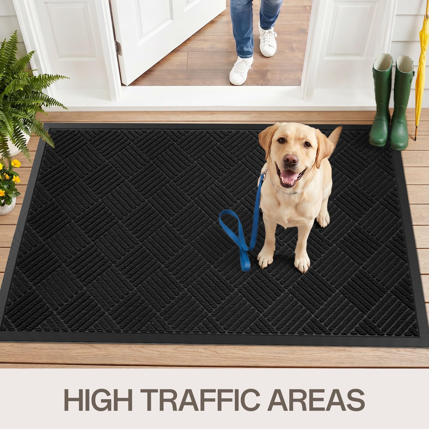 Amyracel Front Door Mat 36x72, Heavy Duty Commercial Floor Mat, All-Weather Waterproof Dirt Trapper Doormat for Indoor Outdoor Entryway, Low-Profile, Fade Resistant, Non-Slip, Easy Clean