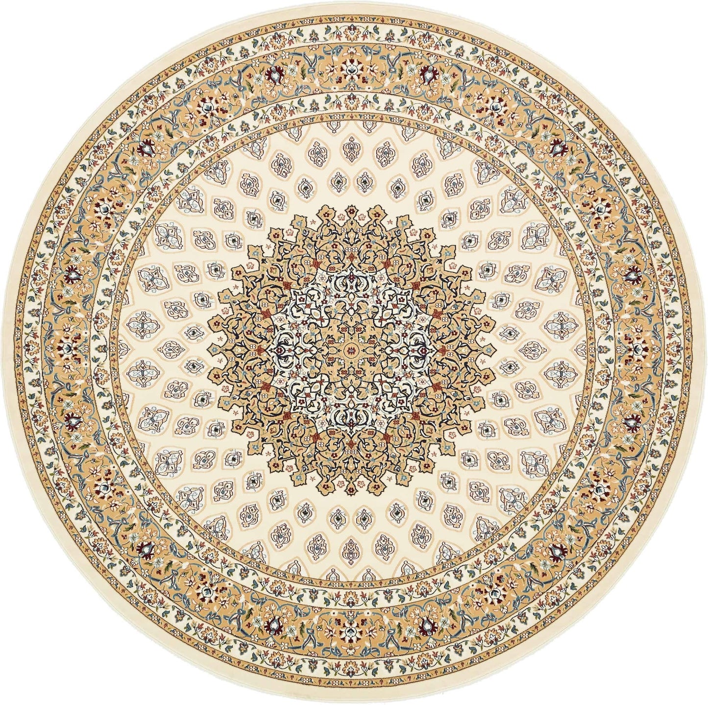 Unique Loom Narenj Collection Classic Traditional Textured Medallion Pattern Design Area Rug, 10' 0" x 10' 0", Ivory/Tan
