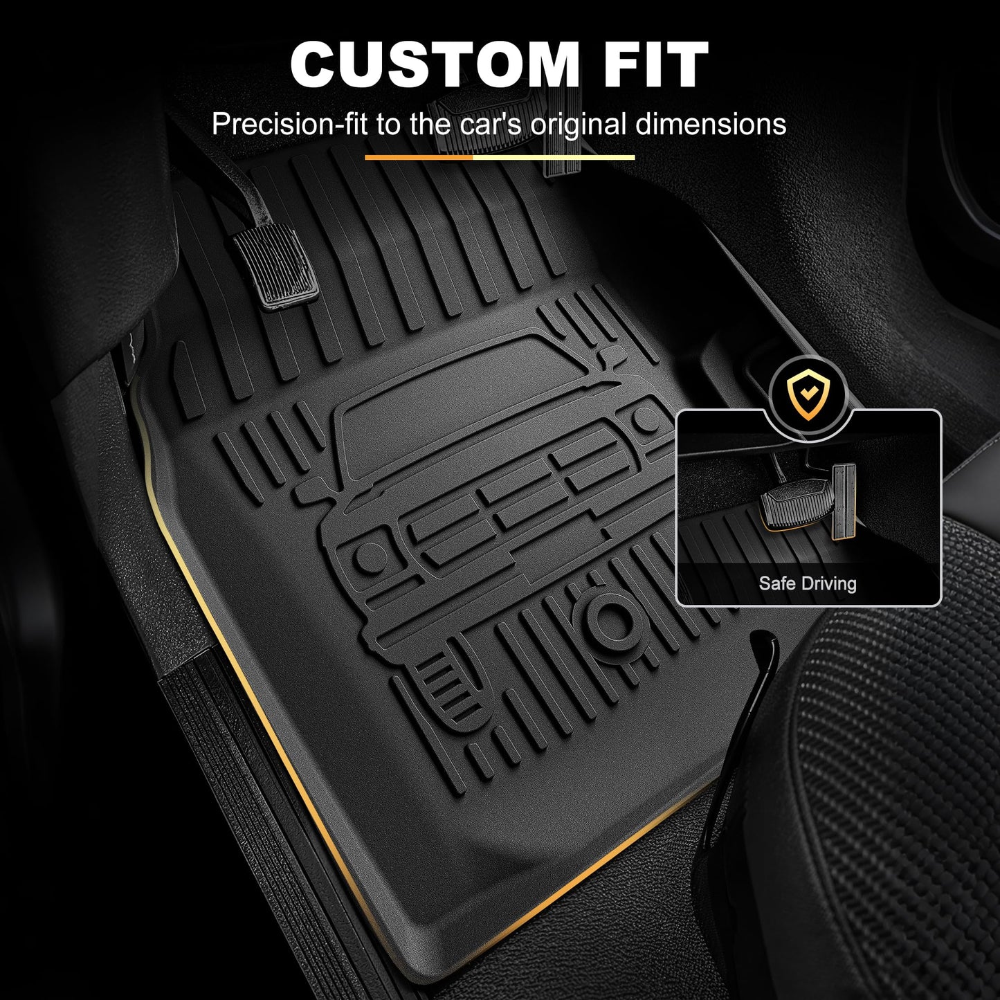 All Weather Floor Mats for Ford F150 1980-1996, F-250/F350 1980-1997 Classic Ford Truck Accessories 1980-1986 1987 1988 1989 1990 1991 1992-1996 Waterproof Nonslip TPE Liner Cover Black