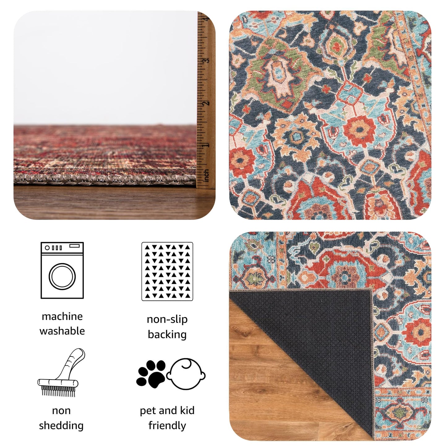 Keen Home Design 36"x60" Rug - Machine Washable Entry Rug with Non-Slip Backing, Ideal for Entryway, Kitchen, Bathroom, Laundry Room - Vintage, Easy Clean, Durable, Low Pile - (3' x 5')