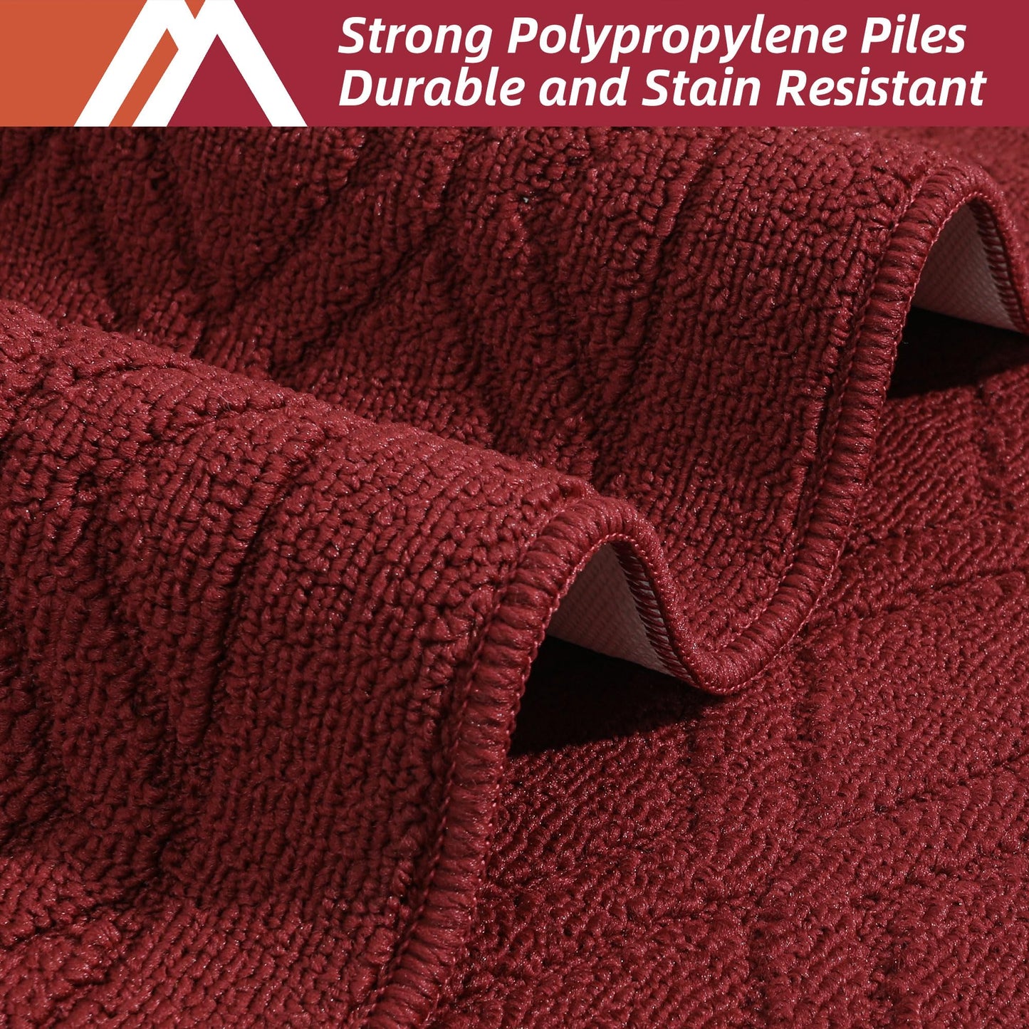 COSY HOMEER 48x20 Inch/30X20 Inch Kitchen Rug Mats Made of 100% Polypropylene 2 Pieces Soft Kitchen Mat Specialized in Anti Slippery and Machine Washable,red