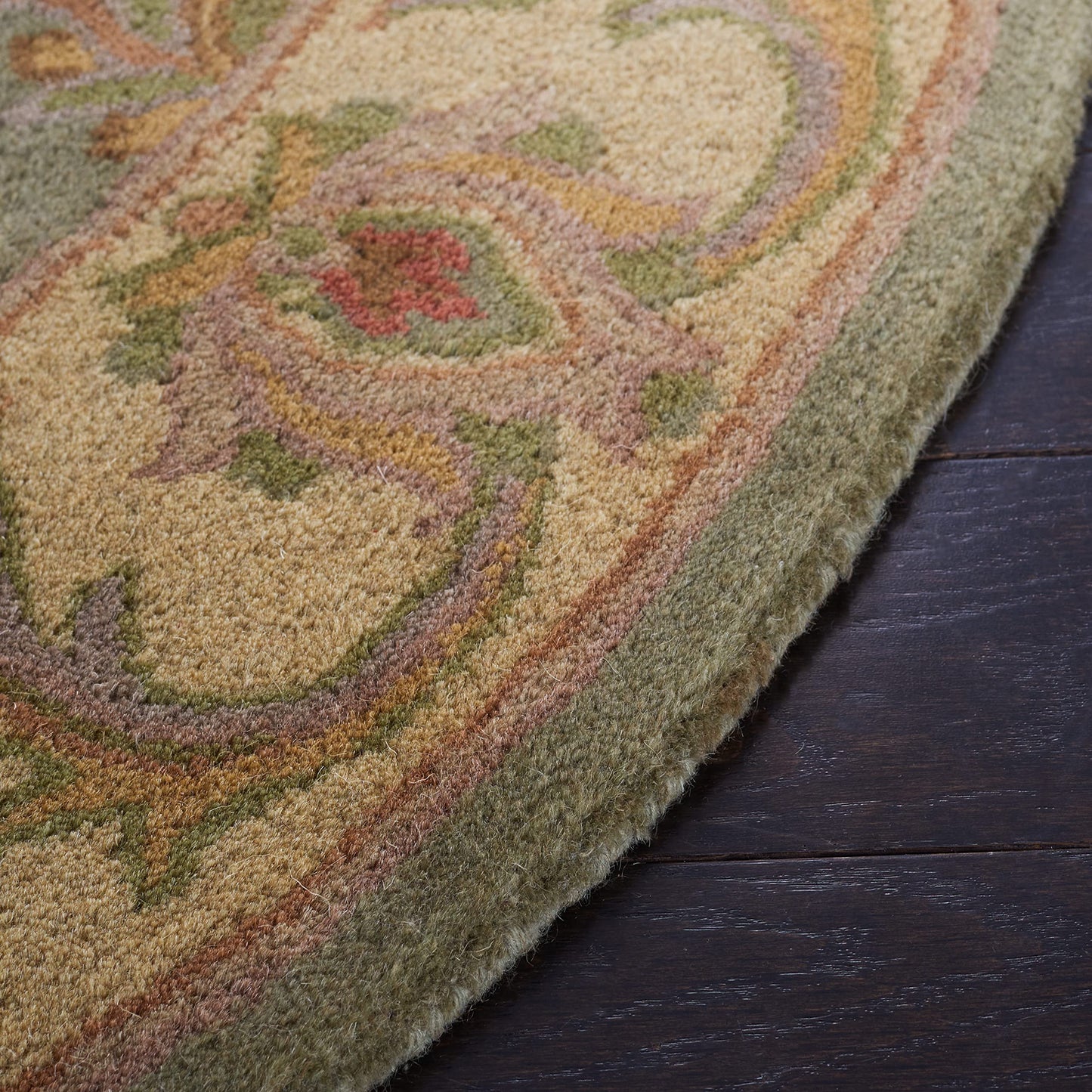 SAFAVIEH Heritage Collection Area Rug - 7'6" x 9'6" Oval, Green & Gold, Handmade Traditional Oriental Wool, Ideal for High Traffic Areas in Living Room, Bedroom (HG811A)