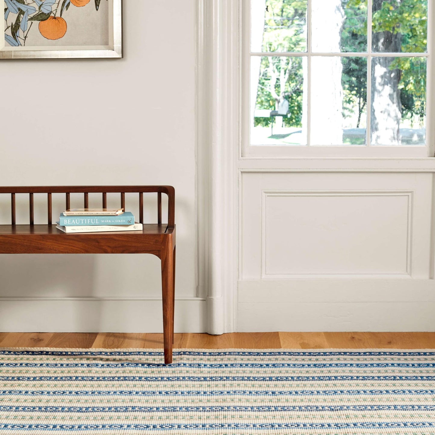 Dash and Albert Long Slade Cotton Area Rug - 2.5' x 8' Runner Indigo Stripe Handwoven Accent Rug - Durable, Lightweight, Guest Room, Home Office, Dining Room