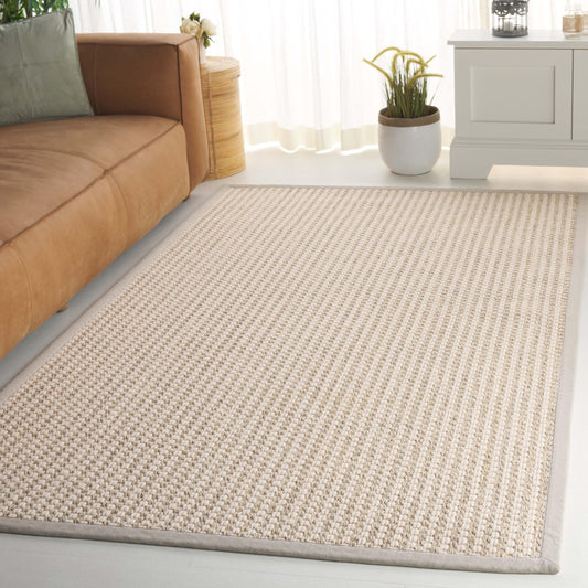 Safavieh Palm Beach Collection Area Rug - 6' x 9', Ivory, Geometric Design, Wool & Sisal, Ideal for The Living Room, Bedroom, Dining Room (PAB618A-6)