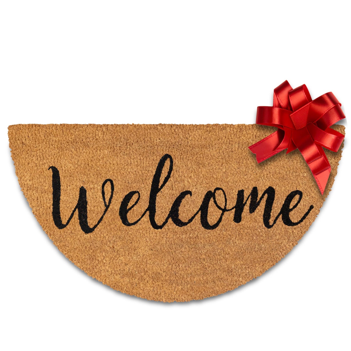 MAINEVENT Welcome Half Circle Door Mat Outdoor 30x17 Inch, Half Circle Outdoor Mat for Covered Porch Patio, Half Round Door Mat w/Anti-Slip PVC Backing