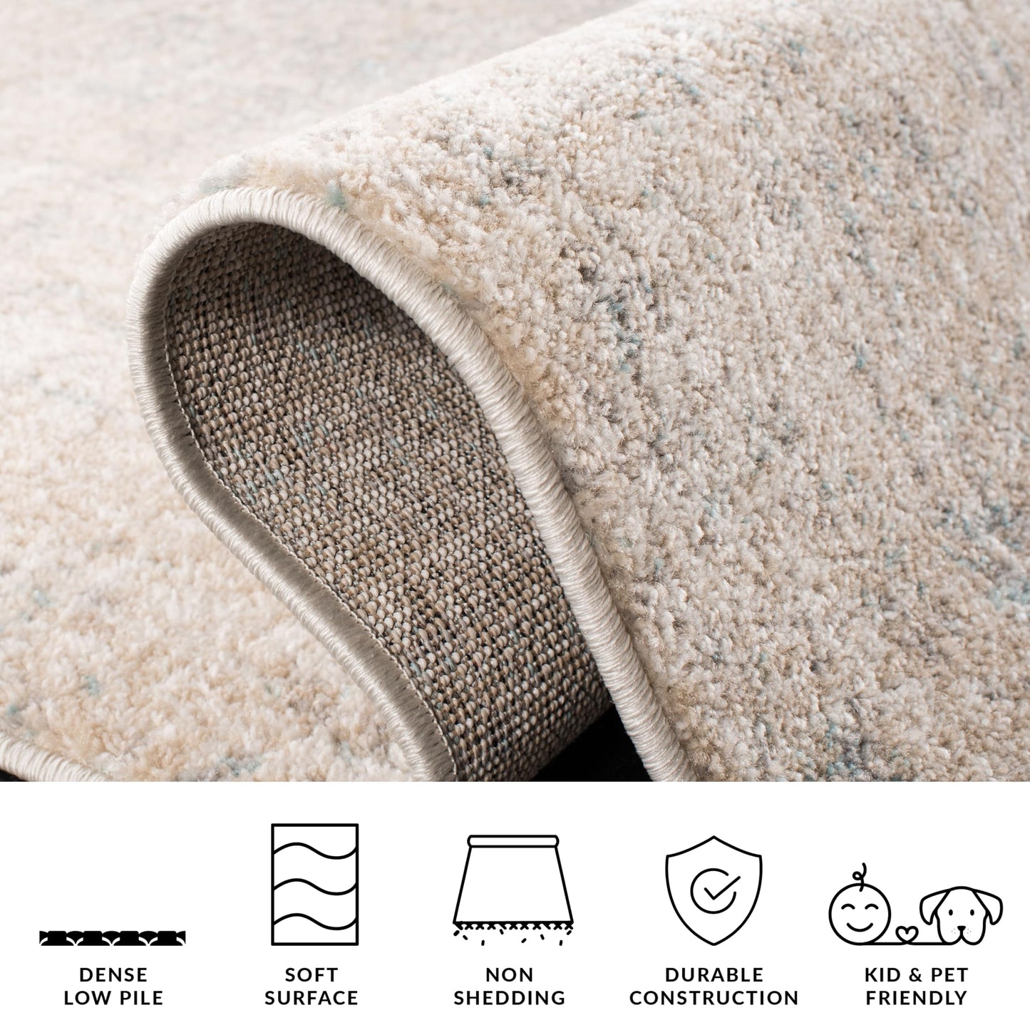 SAFAVIEH Adirondack Collection Accent Rug - 3' x 5', Beige & Slate, Modern Abstract Design, Non-Shedding & Easy Care, Ideal for High Traffic Areas in Entryway, Living Room, Bedroom (ADR207B)