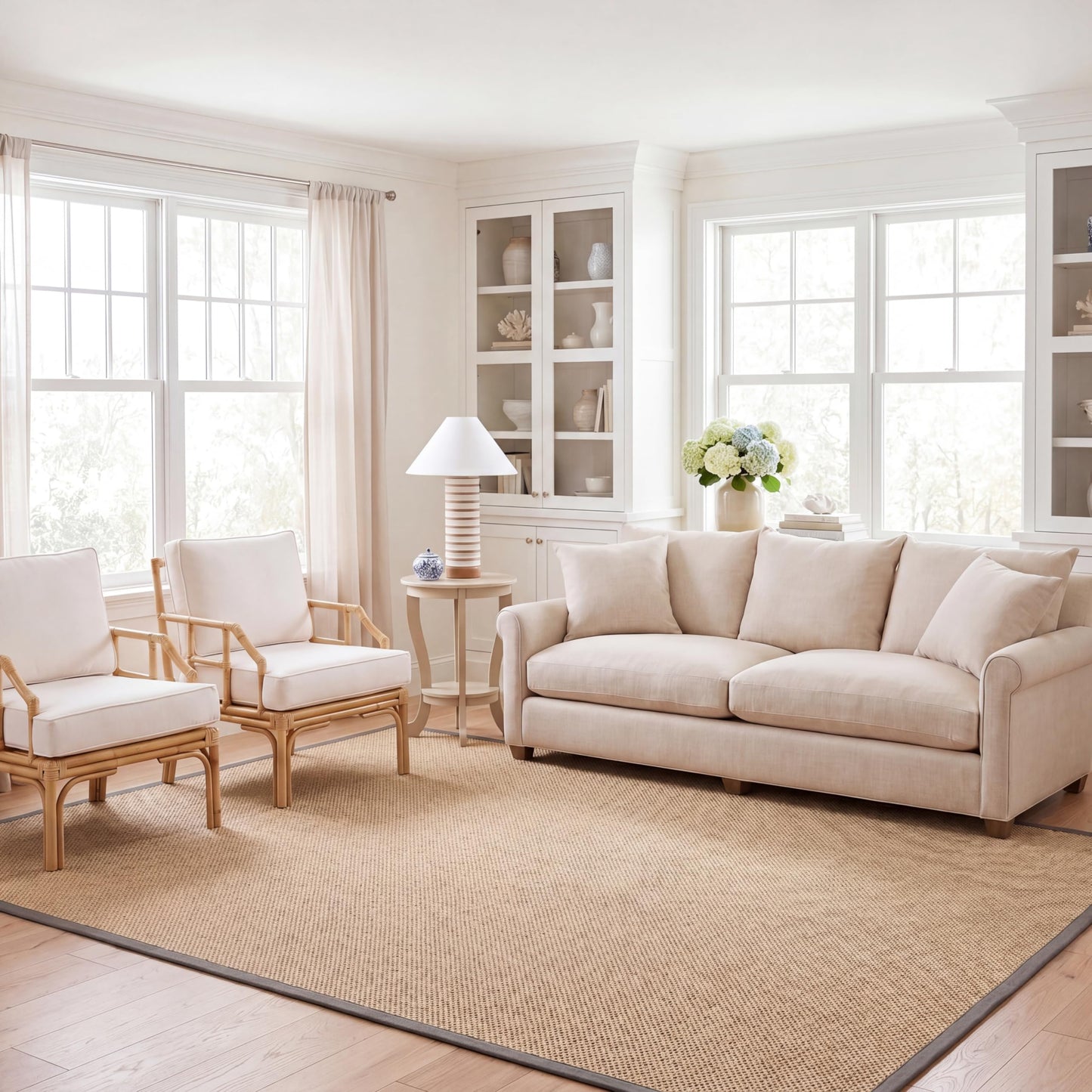 SAFAVIEH Area Rug 8x10 - Natural Fiber Collection - Large - Maize & Grey, Sisal, Woven Design with Border (NF141G)