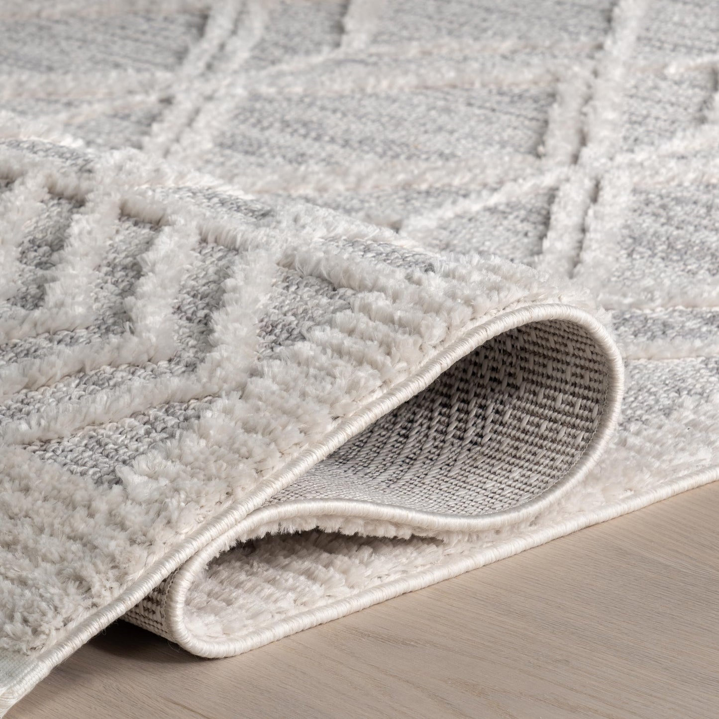 nuLOOM 2'6" x 10' Ansley Moroccan Tassel Area Rug, Light Grey, High-Low Textured Bohemian Design, Plush High Pile, Stain Resistant, For Bedroom, Living Room, Hallway, Entryway
