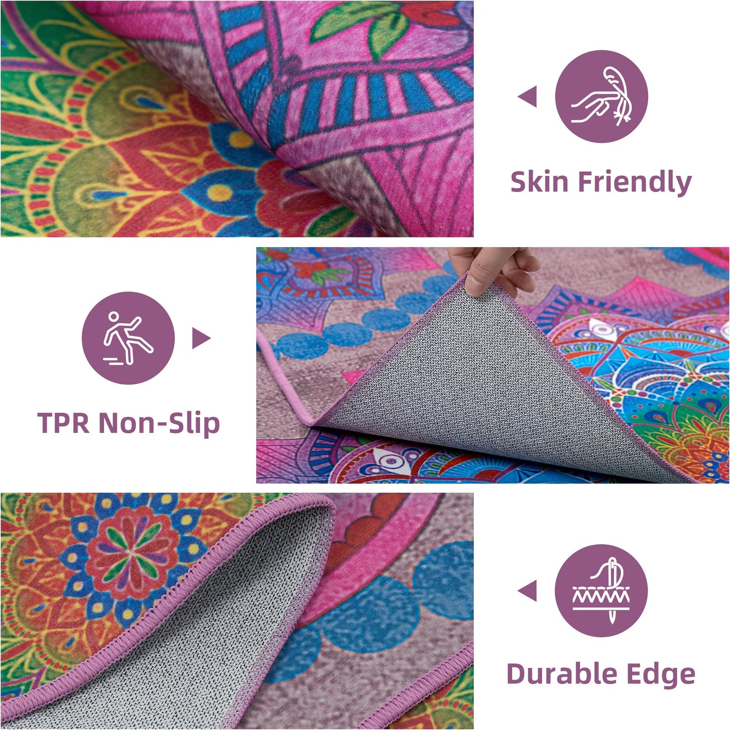 Arenarug Meditation Indoor Outdoor Rug 4x6 ft Mandala Pattern Rug Boho Style,Yoga Meditation Mat Picnic Rug for Patio Living Room Porch Garden Deck Backyard Easy to Clean Non Shedding Non-Slip