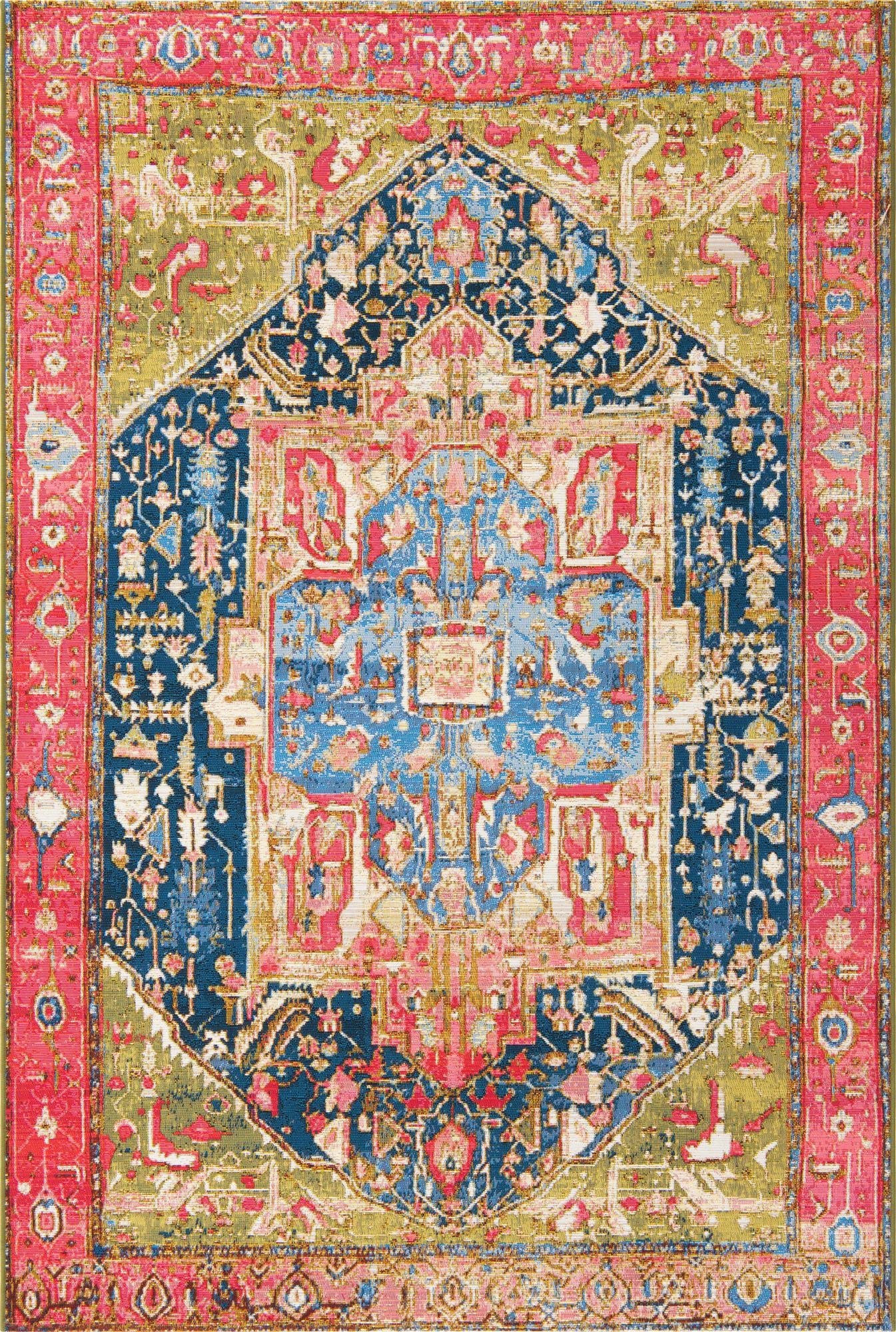 Unique Loom Outdoor Traditional Collection Area Rug - Limon (5' 3" x 8' Rectangle, Multi/ Red)