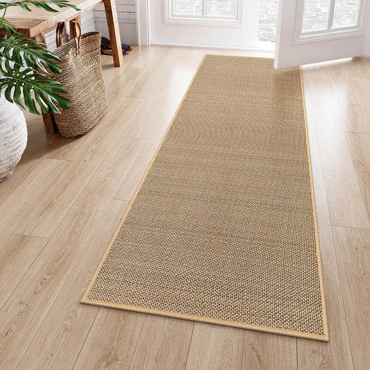 Lahome Farmhouse Carpet Runners for Hallway 6ft, 2x6 Washable Runner Rug Non Slip for Entryway Indoor, Neutral Non Shedding Kitchen Mats for Floor Entry Bathroom, Beige