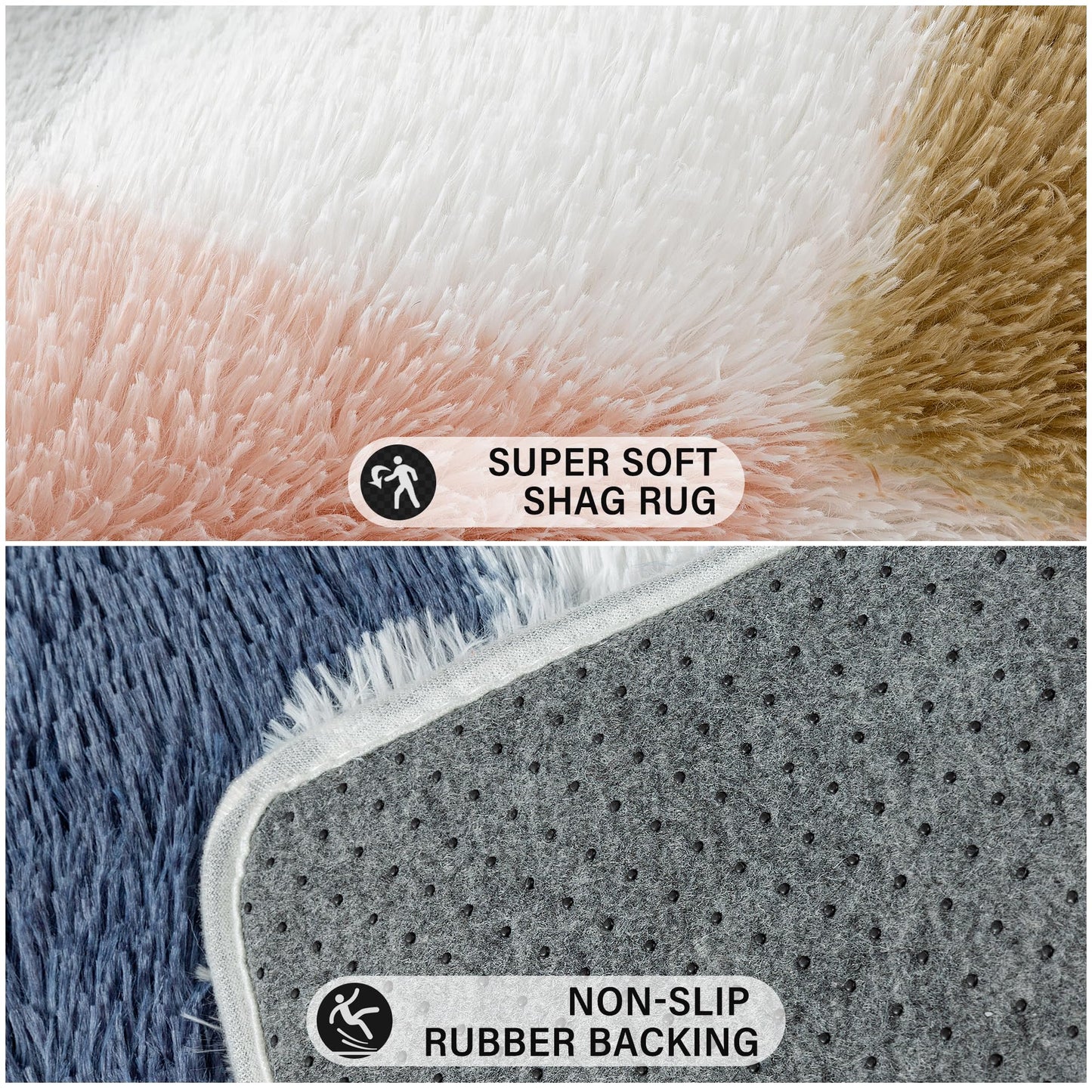 PureCozy Checkered Rug 6x9 for Living Room, Modern Rainbown Shag Rug Washable Non-Slip Large Area Rug Super Soft Indoor Fuzzy Carpet Fluffy Rugs for Bedroom Home Aesthetic Decor