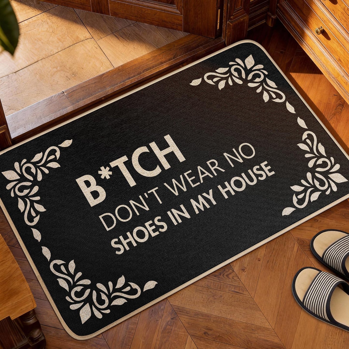 Miss Adola No Shoes Funny Door Mats Outside - Don't Wear No Shoes in My House Design Non Slip Rubber Backing, Indoor Outdoor Cute Front Door Mat, Entryway, Floor, Resist Dirt, 17"x29" Unique Gift
