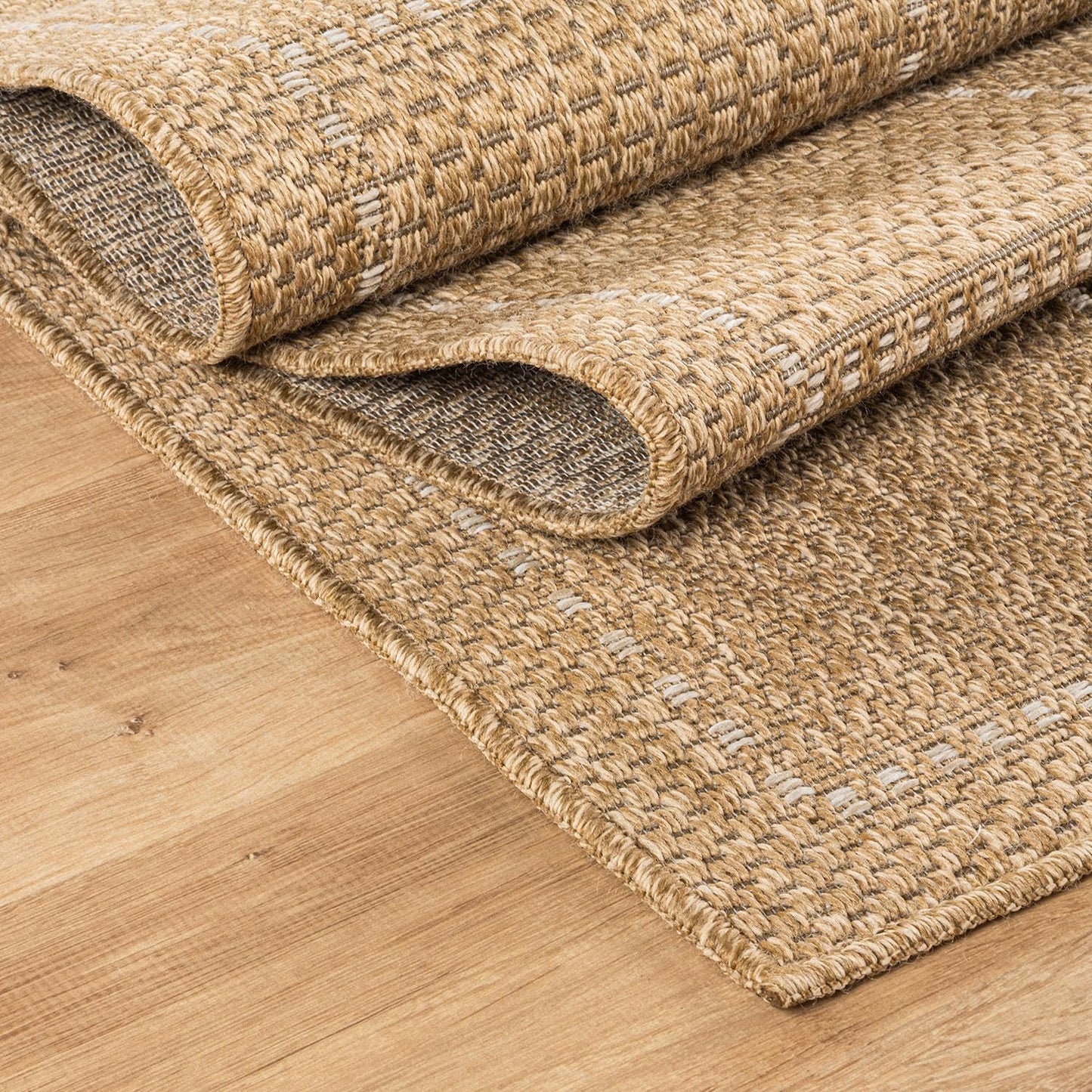 Beverly Rug Easy Jute Checkered Squared Rug 6x9 Washable Durable Indoor Outdoor Area Rugs for Living Dining Room Patio Office Stain Resistant Non Shedding Casual Indoor Outside Carpet 6 x 9 Natural