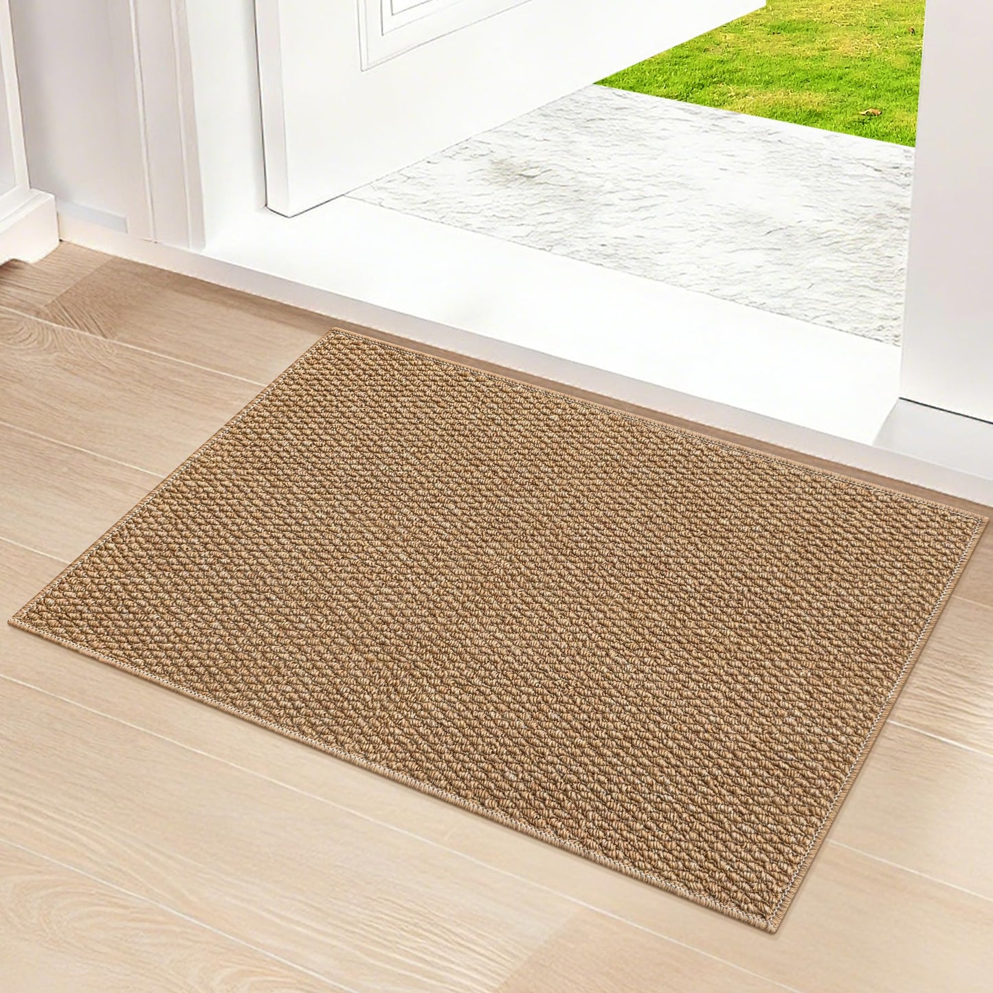 Door Mat,16" x 24",Dirt Trapper Washable Doormats, Dirt Resistant and Absorbent Floor Mats,Non-Slip Floor Mat,Low Profile Front Door Mat for Front Back and Entryway Brwon