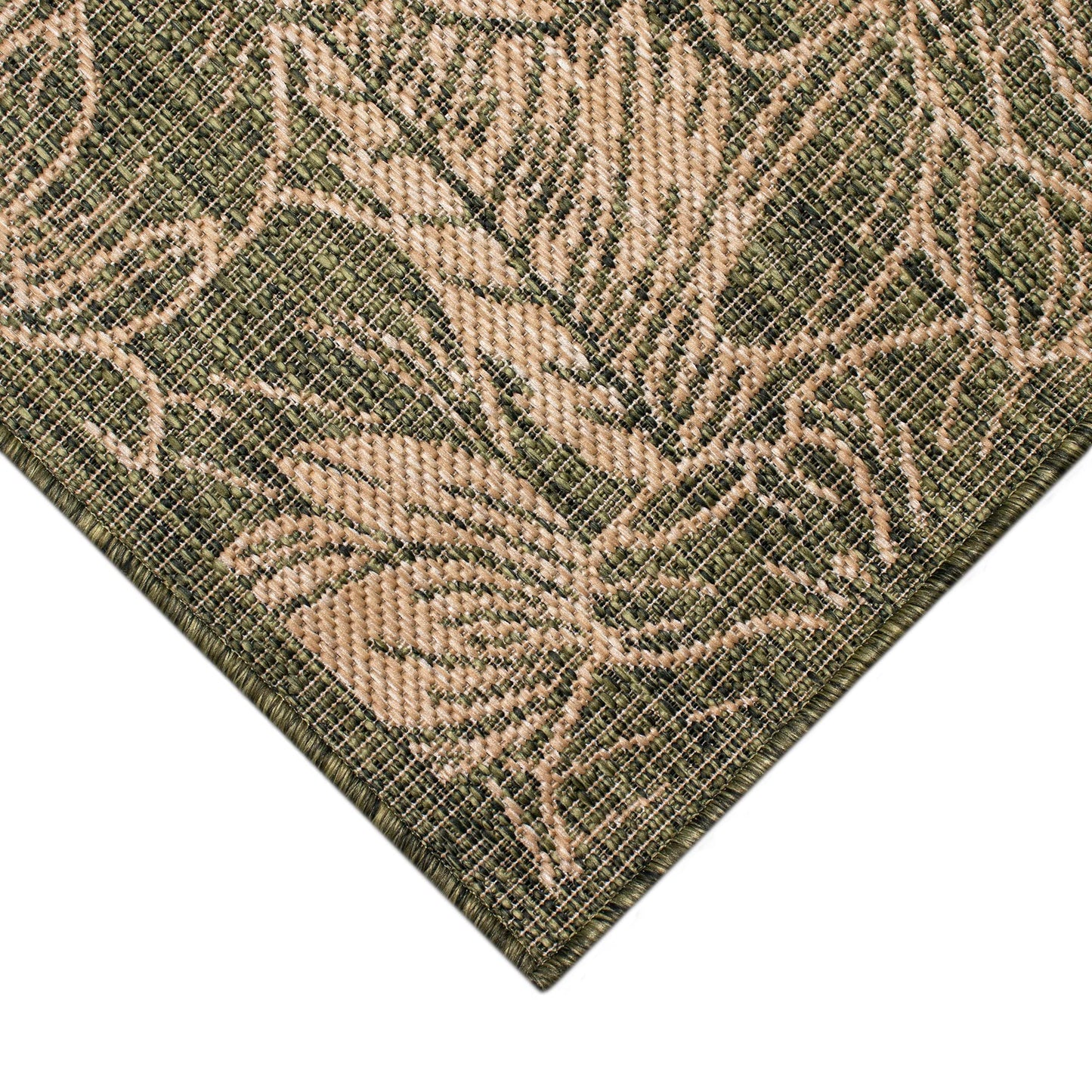 Liora Manne Carmel Indoor/Outdoor Power Loomed Synthetic Blend Low Profile Area Rug - Transitional Botanical Floral Decorative (Botanical Green) (1'11" x 7'6")