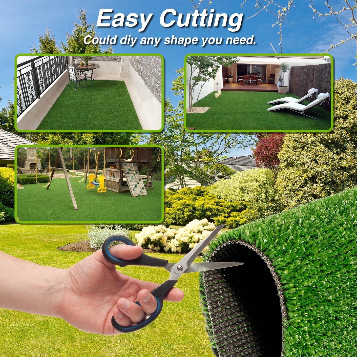 XLX TURF Outdoor Artificial Grass Rug 4FT X 4FT, Green Synthetic Turf Floor Mat for Balcony, Patio, Yard, Pets Dogs Grass Pad
