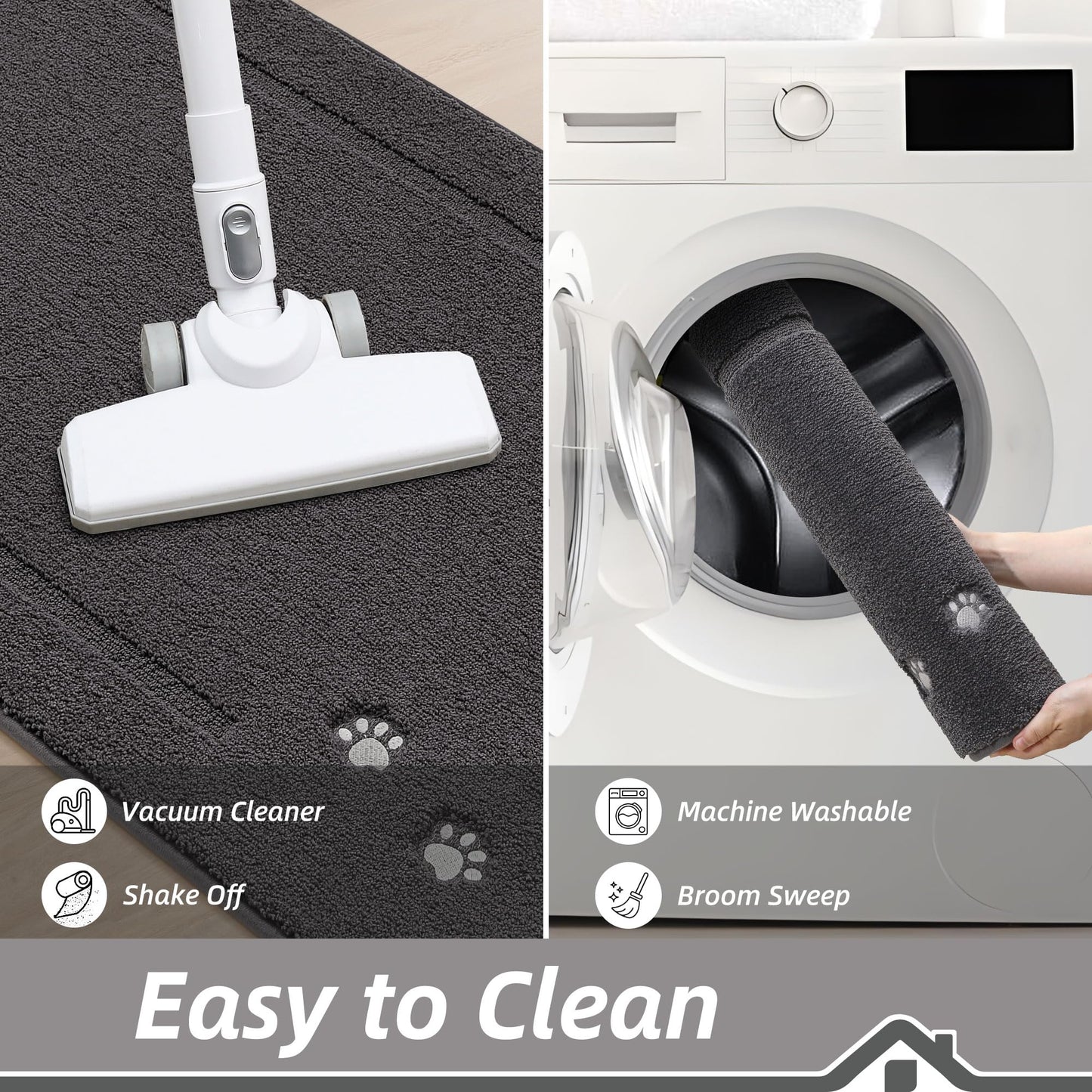 BEQHAUSE Dog Door Mat for Mud Paws Dirt Trapper Doormat Non-Slip Entryway Rugs Absorbent Welcome Mat Washable Indoor Floor Mat Low-Profile for Front Door, 20" x 32", Dark Grey