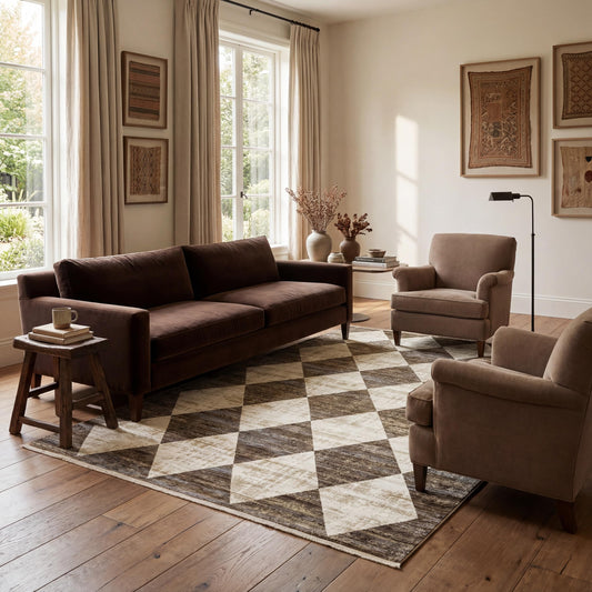 Nuloom Fringed Performance Meline Beige/Blue/Ivory, 4' x 6'5", Checkered, Soft and Cozy, High Traffic, Stain Resistant, Easy Clean, Durable Area Rug for Bedroom, Living Room, Dining, Den, Foyer
