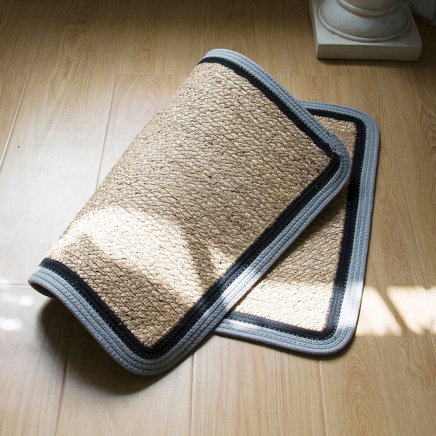 Furnnylane Handwoven Braided Rug, 2x3 Ft Rectangle Reversible Area Rug, Pet-Friendly Durable Natural Fiber Carpet for Living Room, Dining Room, Bedroom, Entryway