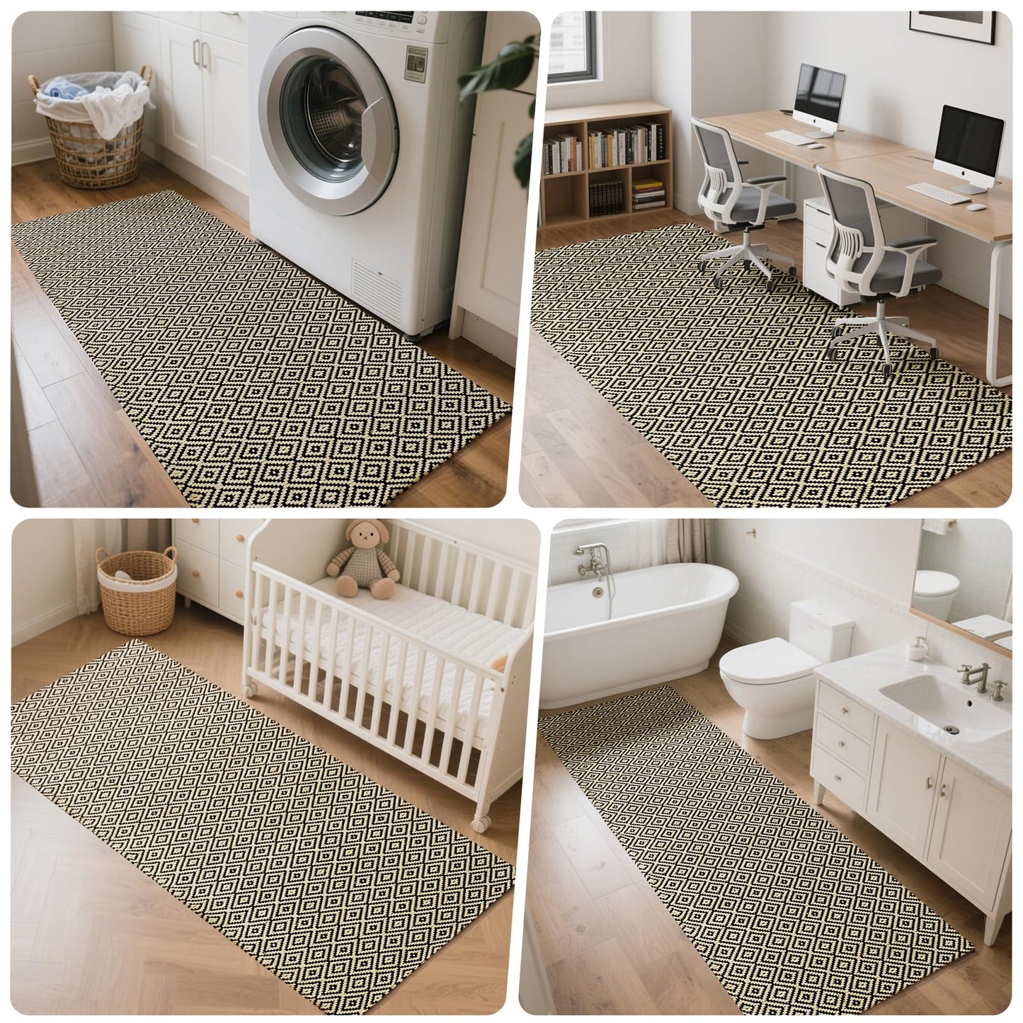 QiCaiJia Boho 2x5 ft Hallway Runners Rug Woven Washable Long Kitchen Runner Mat Rugs Non Slip, Soft Entryway Laundry Hall Runner Floor Carpet for Indoor Backdoor Bedroom Kitchen Living Room