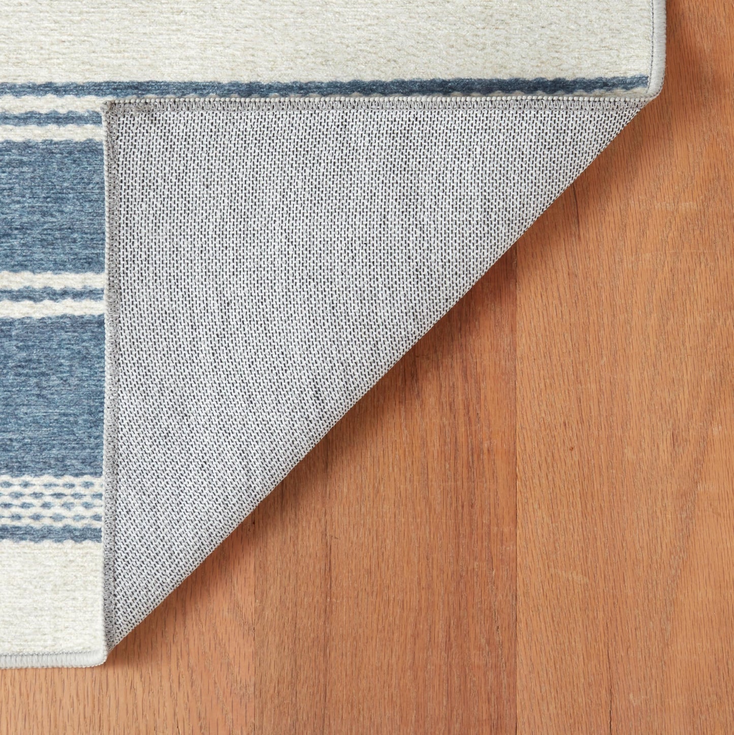 Dash & Albert Bowman Stripe Blue Machine Washable Rug, 7.5 X 9.5 Feet, Blue/Ivory Stripe Pattern