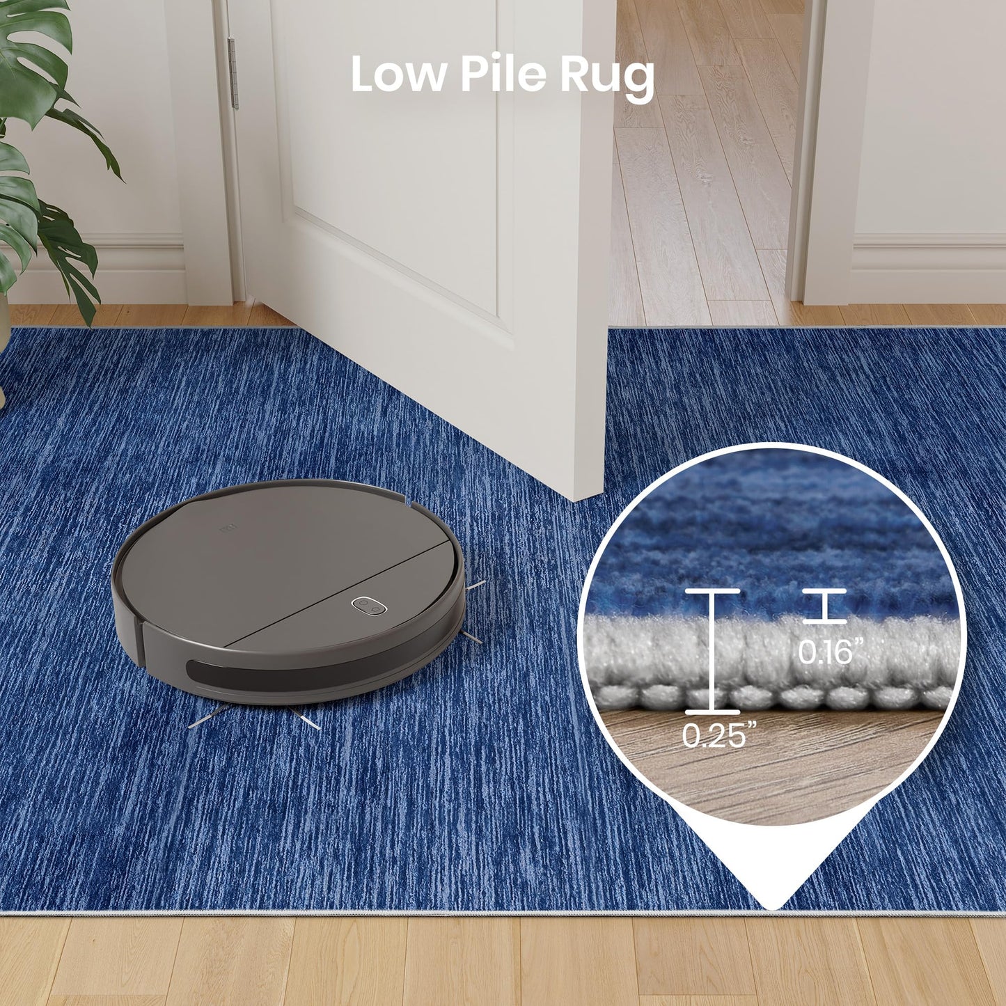 Valenrug Washable Rugs 5x7 - Non Slip 5x7 Area Rugs for Living Room, Stain Resistant Area Rugs for Bedroom, Foldable Machine Washable Area Rug(5'x7', Navy)