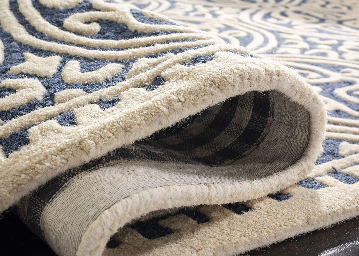 SAFAVIEH Cambridge Collection 3' x 5' Navy Blue/Ivory CAM123G Handmade Moroccan Premium Wool Area Rug