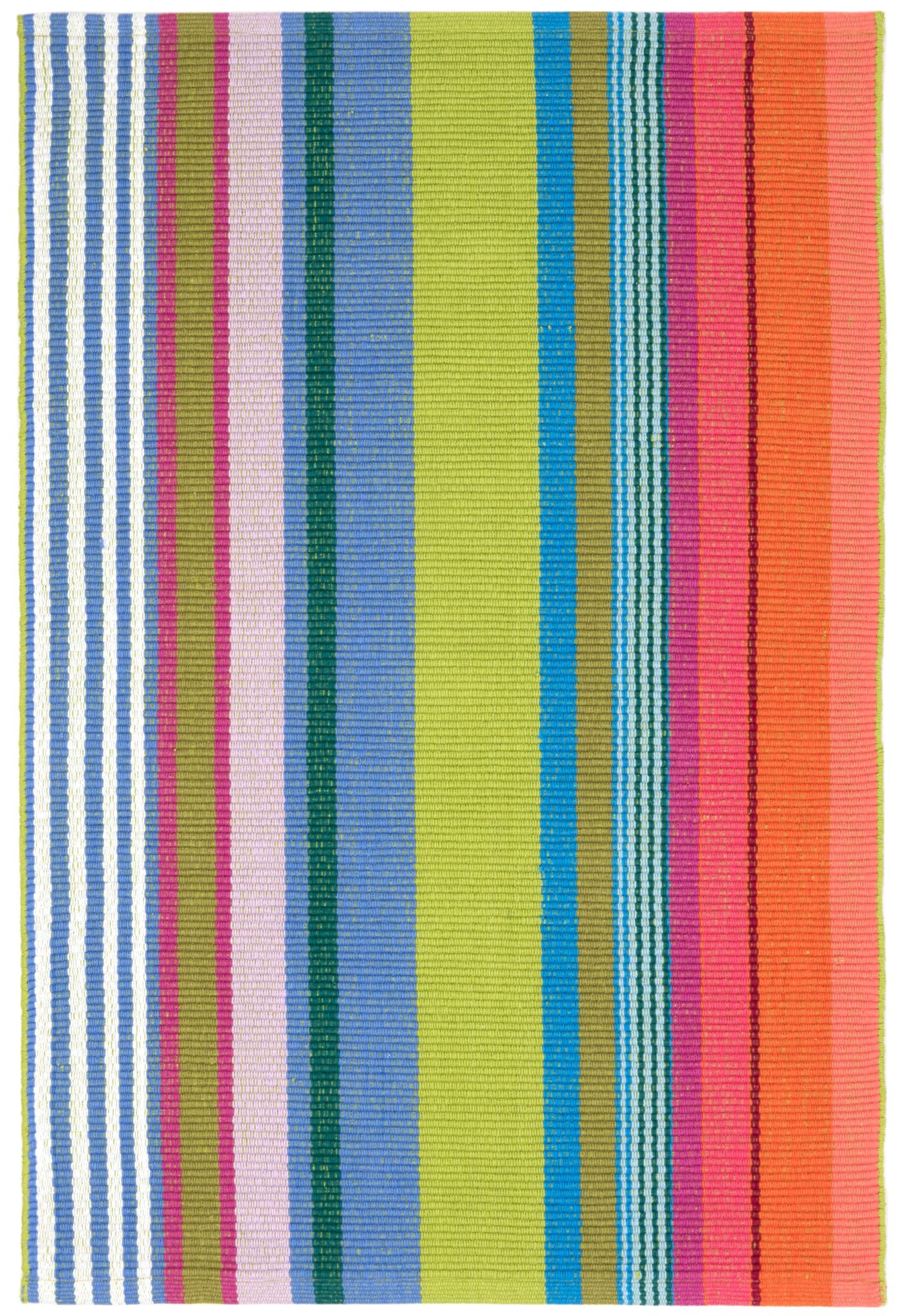 Dash & Albert Mellie Stripe Handwoven Cotton Rug, 2.5 X 8 Feet, Multicolored Stripe Pattern