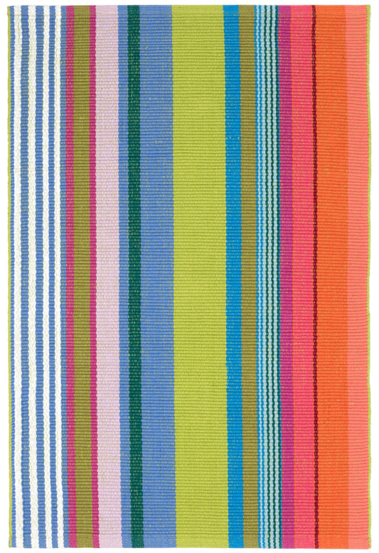 Dash & Albert Mellie Stripe Handwoven Cotton Rug, 2.5 X 8 Feet, Multicolored Stripe Pattern