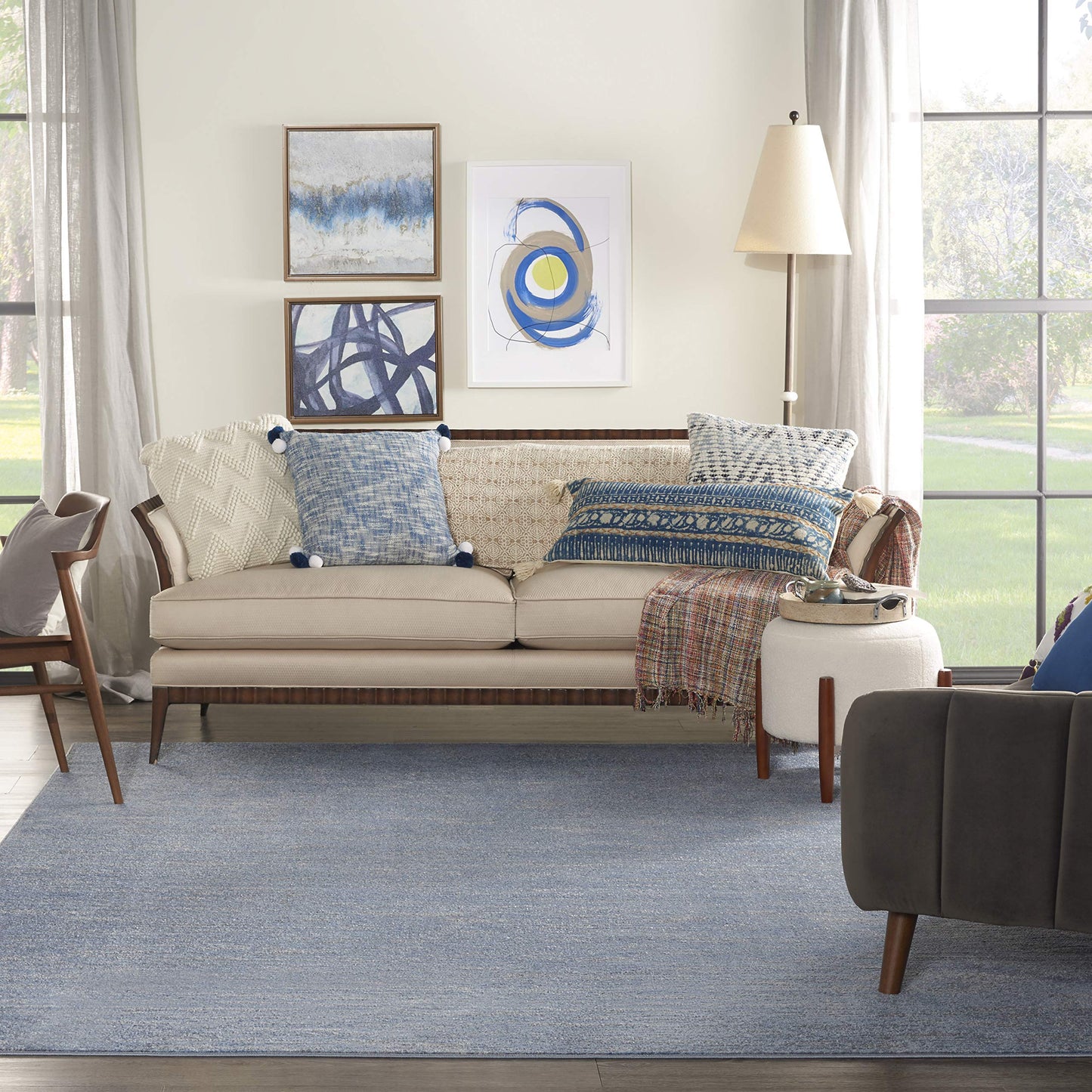 Nourison Home Nourison Essentials Blue Grey 7' x 10' Area Rug - Easy Clean, Non Shedding, Bed Room, Living Room, Dining Room, Kitchen (7' x 10')
