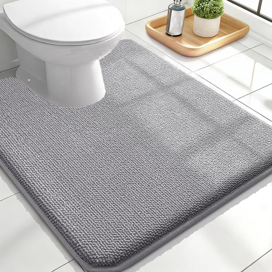 OLANLY Toilet Rugs U-Shaped 24x20, Extra Soft Absorbent Thick Memory Foam Contour Bathroom Rugs, Dry Quickly, Machine Washable, Non-Slip Toilet Bath Mat, Home Decor Accessories, Grey