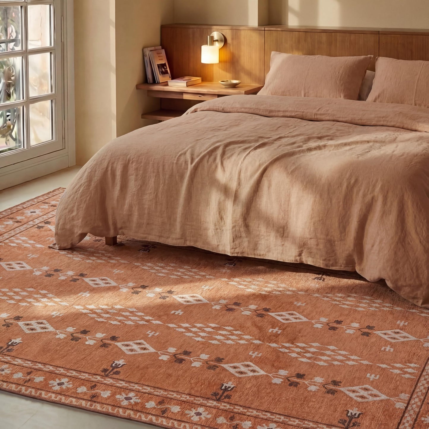 Revival Rugs Garland 8'x10' Washable Area Rug for Living Room Bedroom Dining Room - Oeko-TEX Certified, Peach